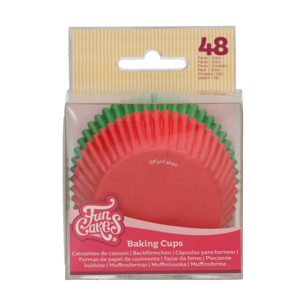 F84350 FunCakes Baking Cups Red Green Baking Cups Red / Green