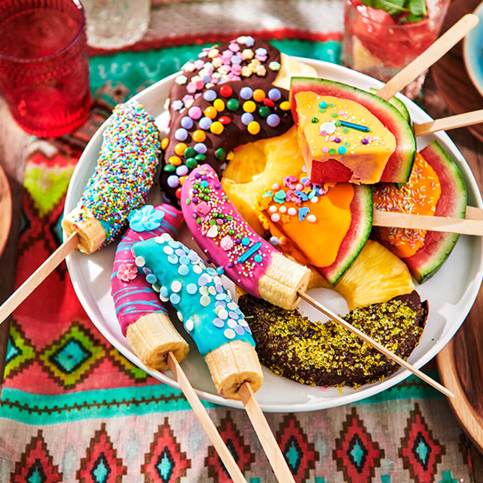 Zomers fruit met chocolade