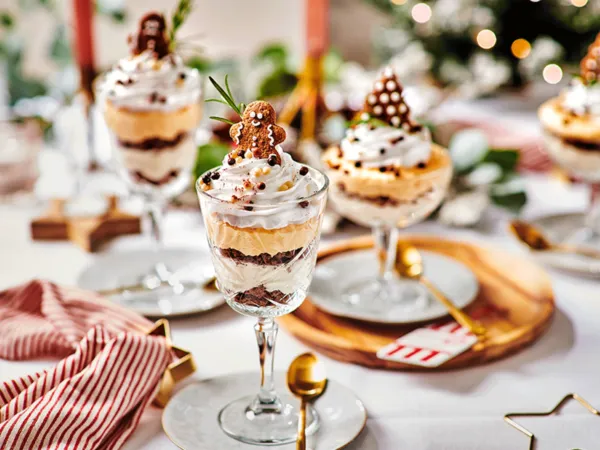 Christmas dessert with Lebkuchen and Sea Buckthorn bavarois