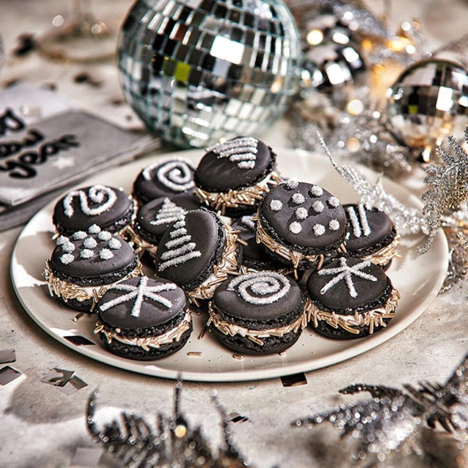 Oud en nieuw macarons met glitter