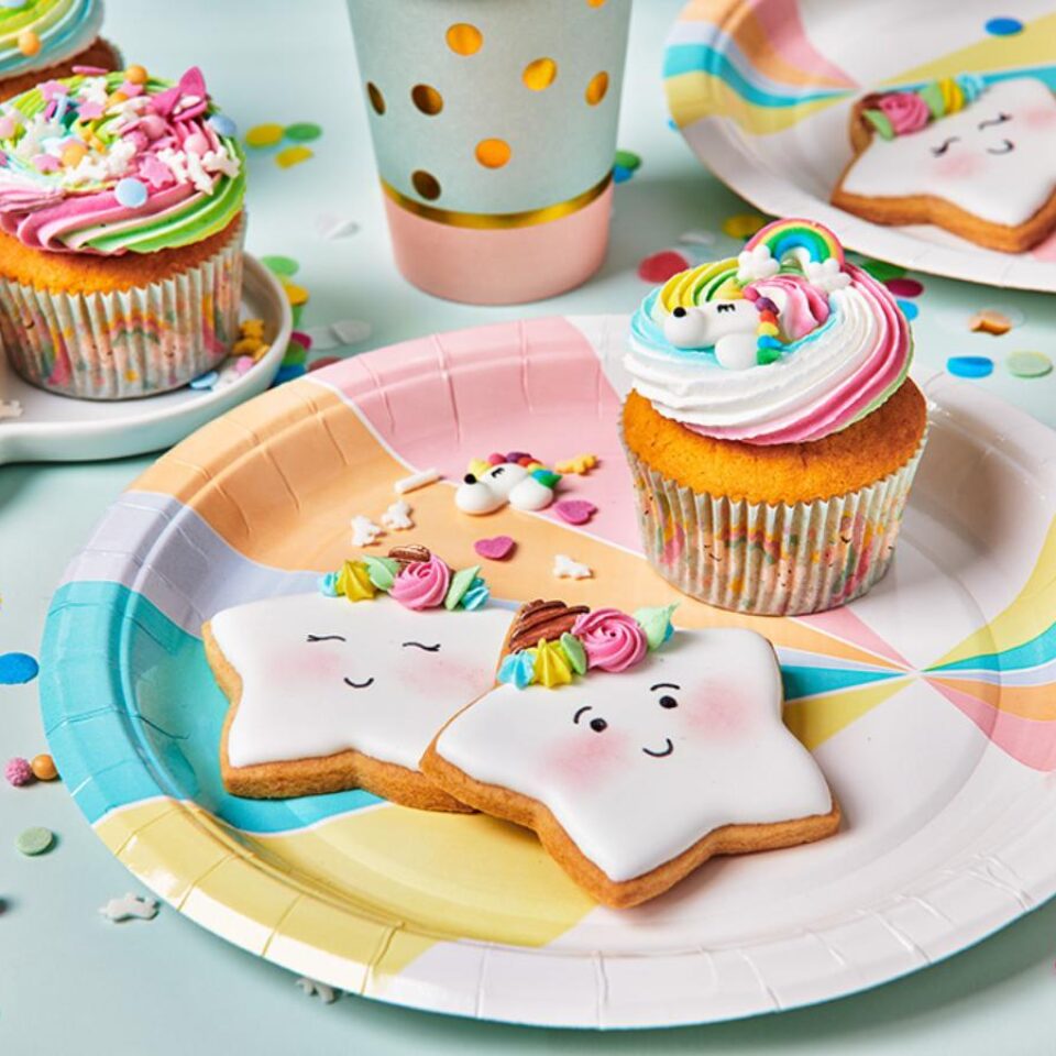 Unicorn star cookies with royal icing