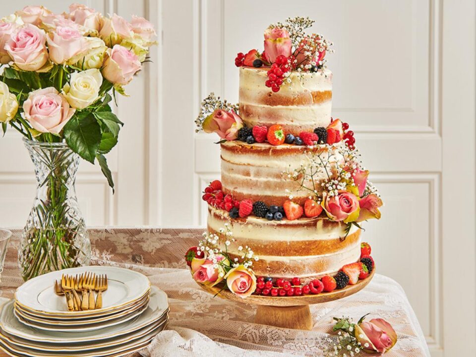 Unfrosted Wedding Cakes Semi Naked 3 Tier Wedding Cake Order Online