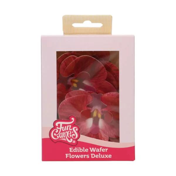 Edible Wafer Flowers Deluxe Orchid Red Medium