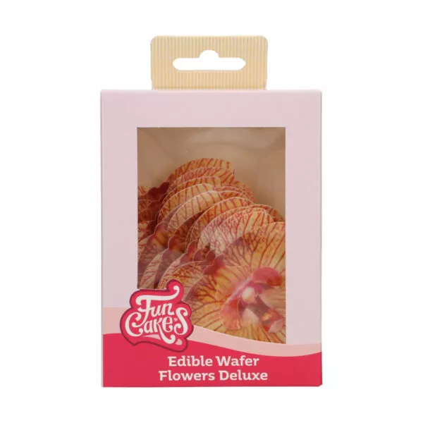 Edible Wafer Flowers Deluxe Orchid Golden Brown Medium