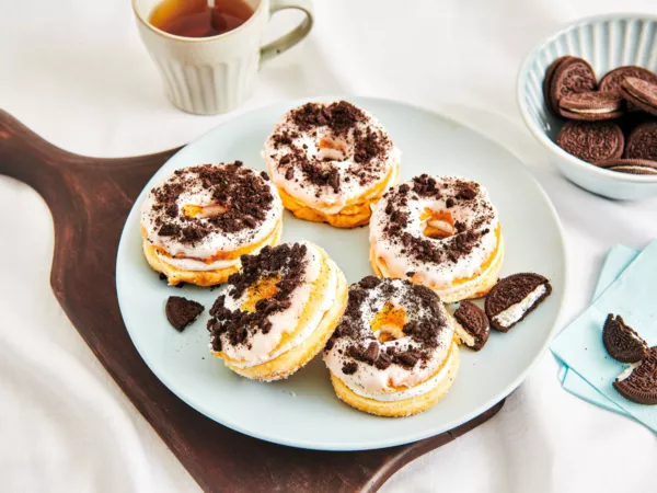 Donuts with Spread and Cookie Crumbles