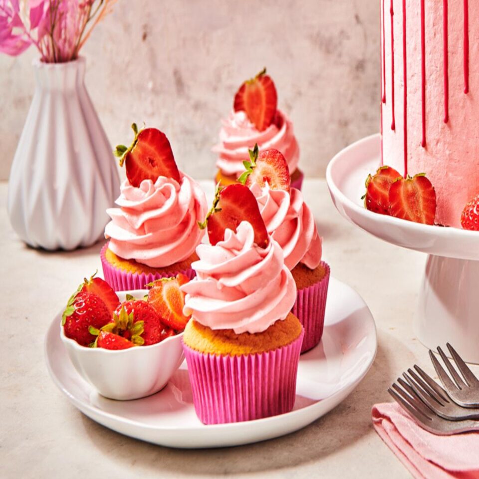 Aardbeien cupcakes