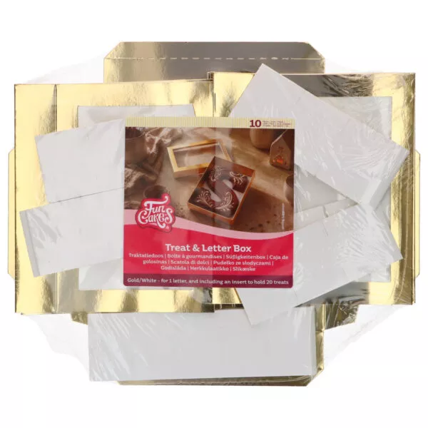 Chocoladeletterdoos Goud/Wit